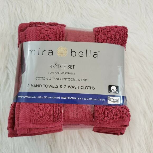 NEW MIRA BELLA 4 PIECE TOWEL SET IN BERRY - Picture 1 of 5